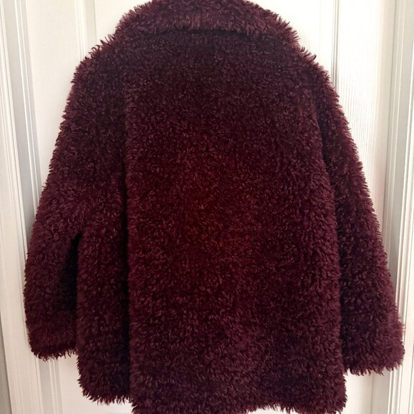 NWT Free People Sophie Faux Fur Teddy Peacoat Size Small Deep Grape - Picture 3 of 10
